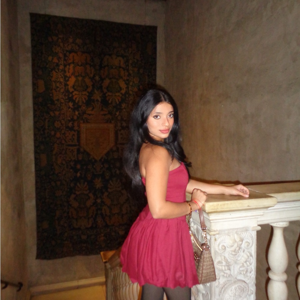 STEPS NEW YORK burgundy bubble dress - Picture 2 of 3